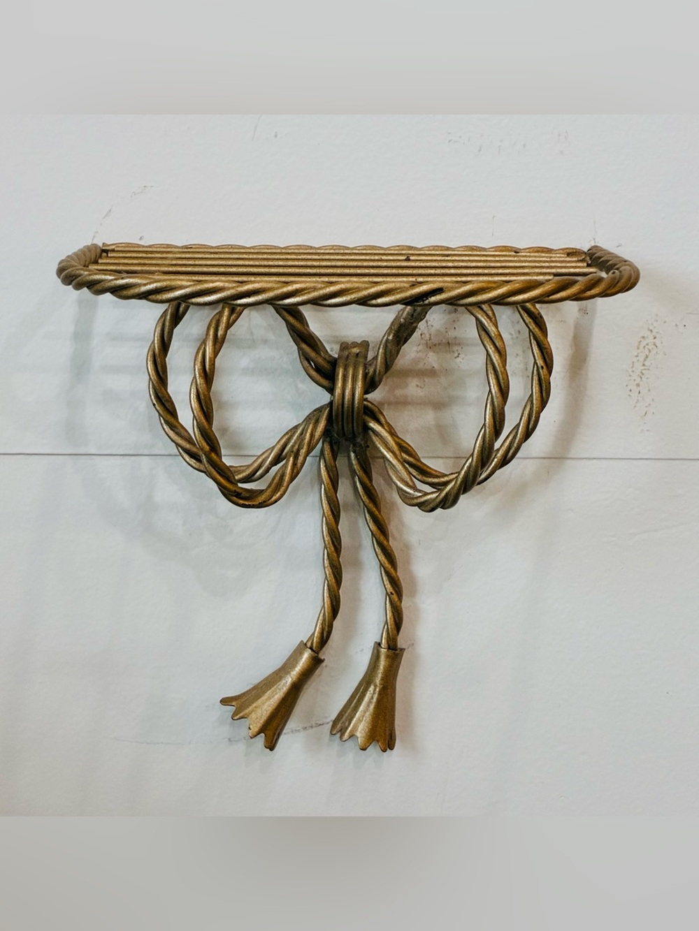 Vintage Hollywood Regency Gold Rope Tassel Wall Shelf great condition